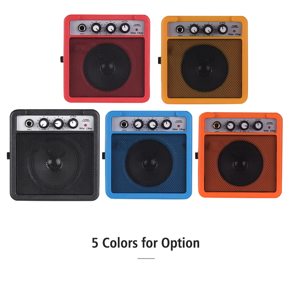 5W Mini Guitar Amplifier Amp Speaker with 3.5mm & 6.35mm Inputs 1/4 Inch Output Supports Volume Tone Adjustment Overdrive