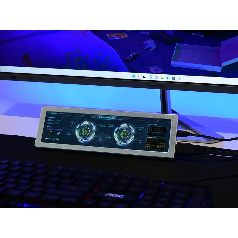 8.8inch IPS Side Monitor Raspberry Pi 5/4B/3B, 480×1920,, HiFi Speaker, No, AIDA64 PC Temp Monitor - view 3