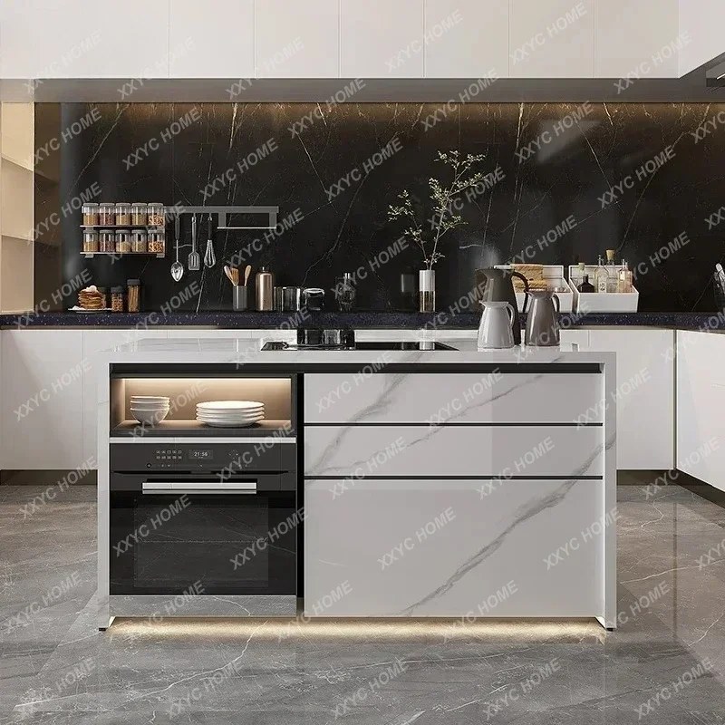 A26 Single island counter bar table integrated rock slab kitchen countertop western kitchen multi-functional guide table cabinet