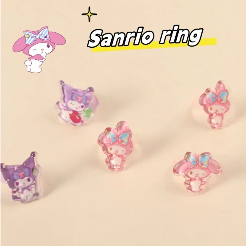 Kawaii Sanrio children's small ring my melody kuromi toddler baby girl princess jewelry toy cartoon prize anime gift wholesale