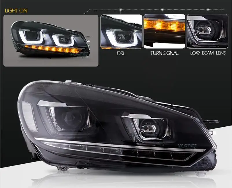 Video display,Car Styling Headlight For Golf6/MK6 2010 2011 2012 2013year Head Lamp R20 Head Lamp DRL Turn Signal Light