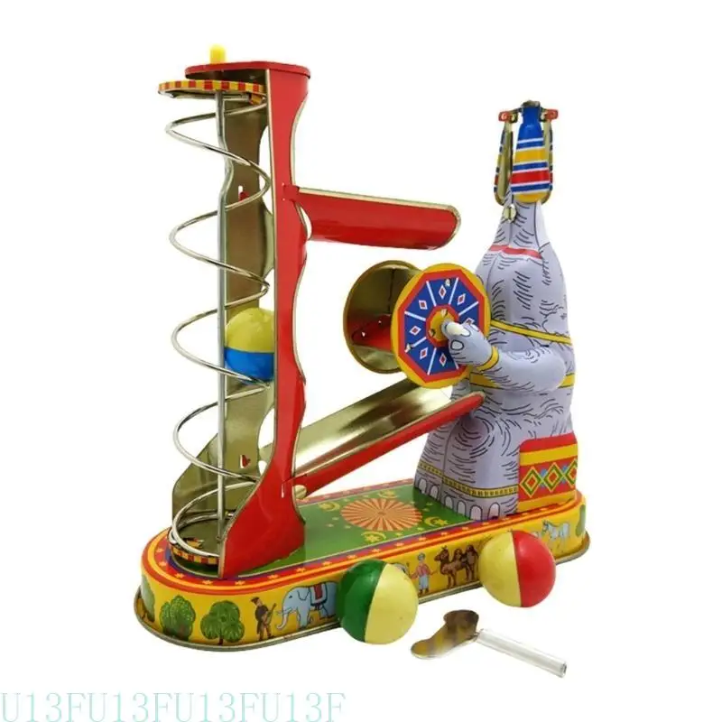 U13F Nostalgic Elephant Ball Game Tin Toy Perfect For Coffee Shop Desktop Decoration