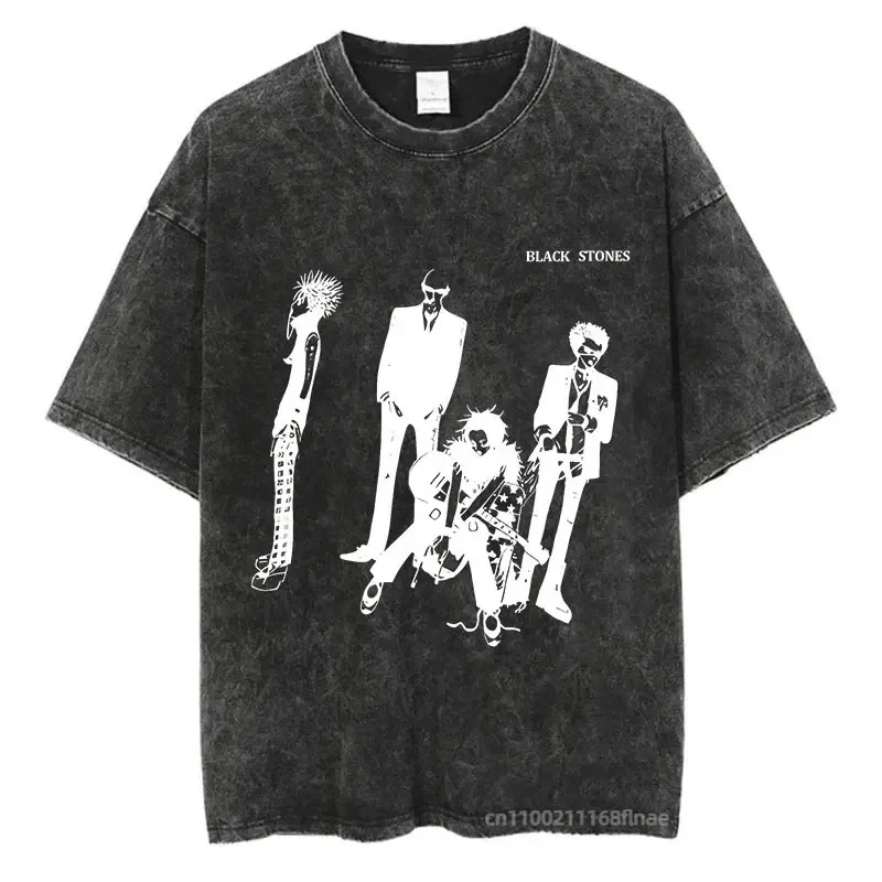 Vente chaude vêtements de danse de rue hommes lavé japonais Anime T-shirt imprimé rue décontracté Hip-hop haut scène Performance