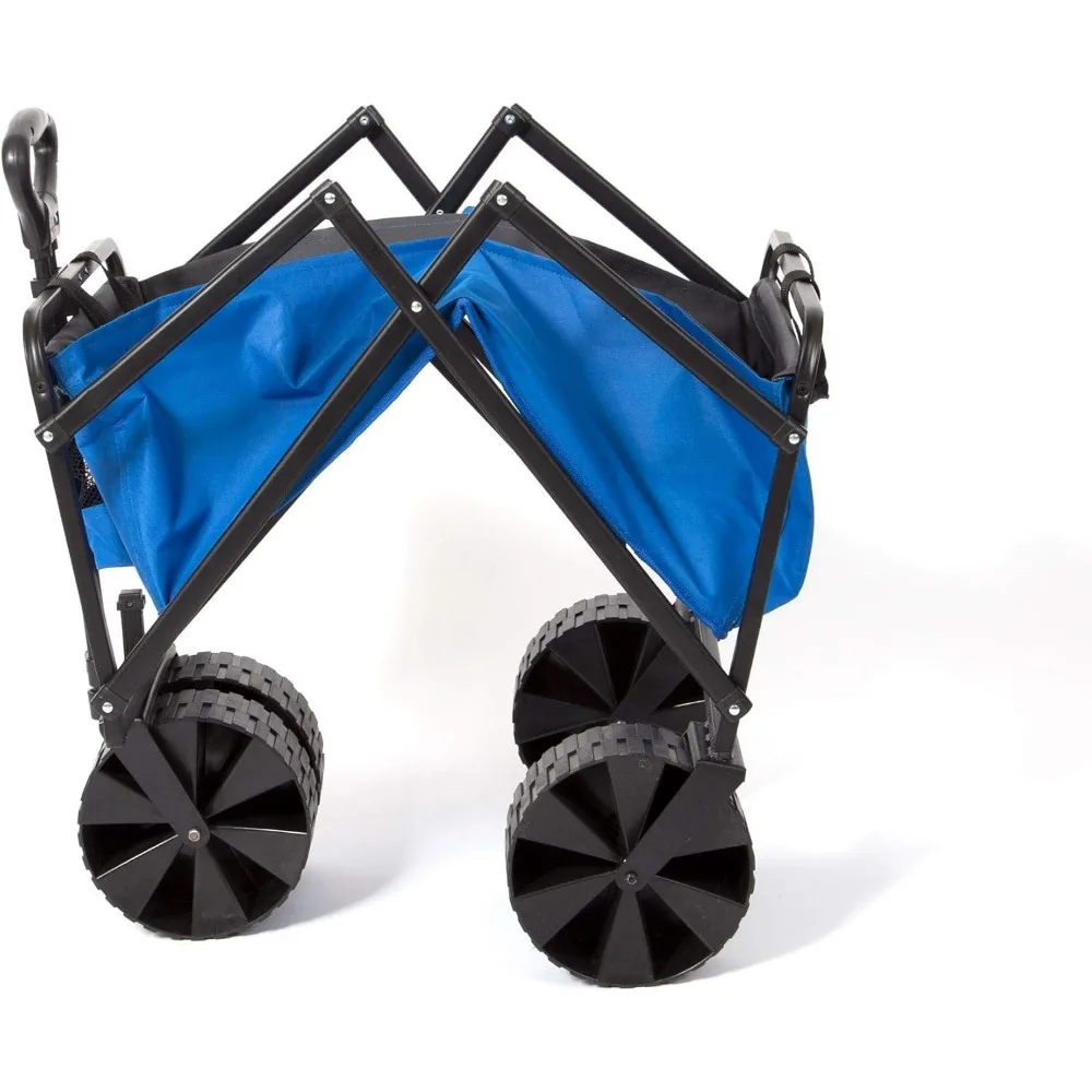 Heavy Duty 150 Pound Capacity Collapsible Folding Outdoor Utility Cart Wagon with All Terrain Plastic Tires for Portable Use