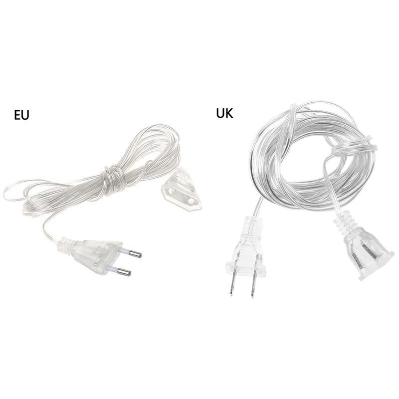 LED 스트링 조명용 크리스마스 익스텐션 케이블 연장 와이어, EU/UK 플러그 전원, 5m