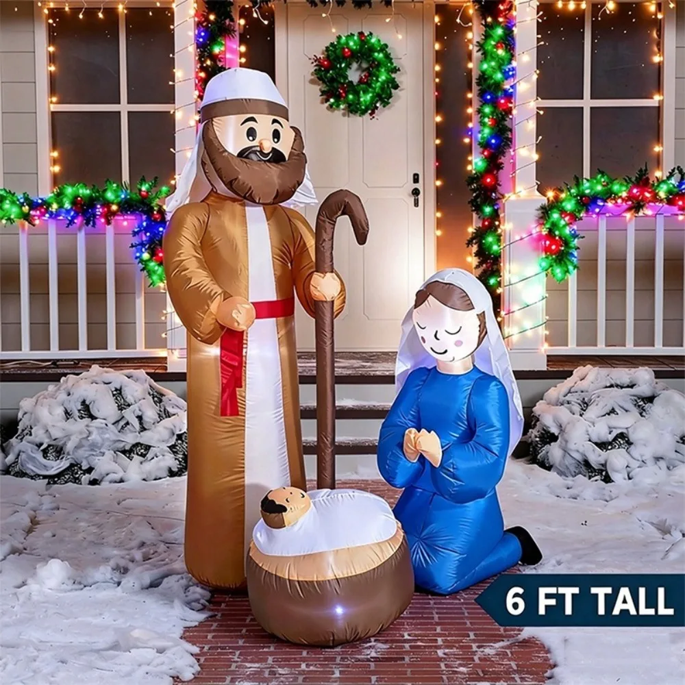 6 Feet/1.8m Jesus Birth Manger Inflatable Model Christmas Evening Party Venue Layout Ornament Family Indoor Decoration Supplies