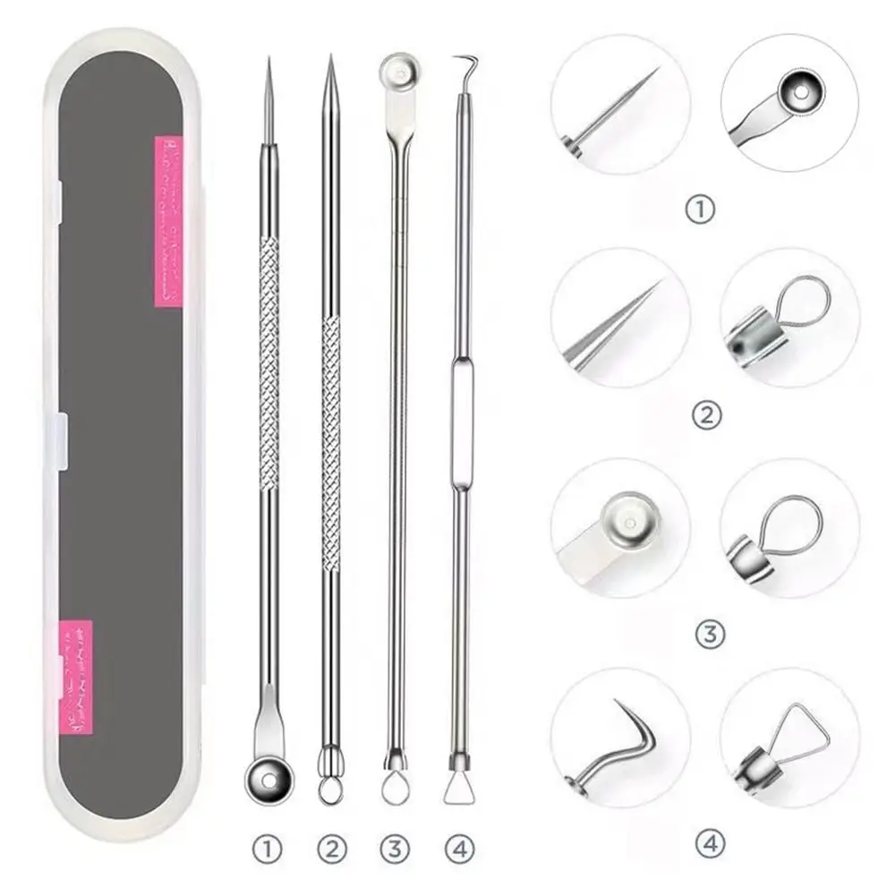 Stainless Blackhead Removal Needles Silver Acne Treatment Pore Cleanser Needle Hook Durable Rose Gold Black Head Pore Cleaner