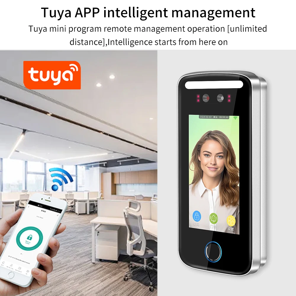 Wifi Tuya Face Recognition Access Control Dynamic Facial Detection Door Lock Face Attendance Machine Free Software TCP / IP USB