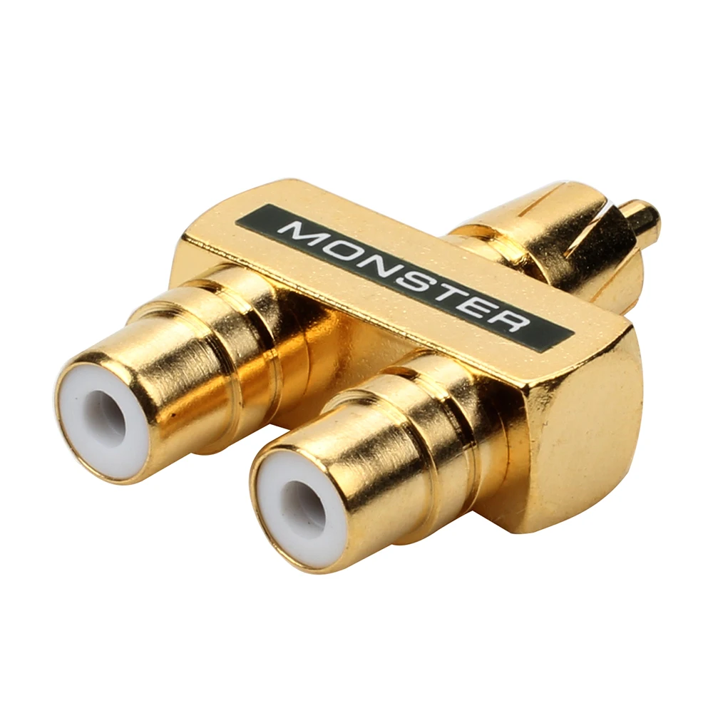 1 RCA Male To 2 RCA Female Gold-plated Copper AV Audio RCA One In Two One Male and Two Females Adapters