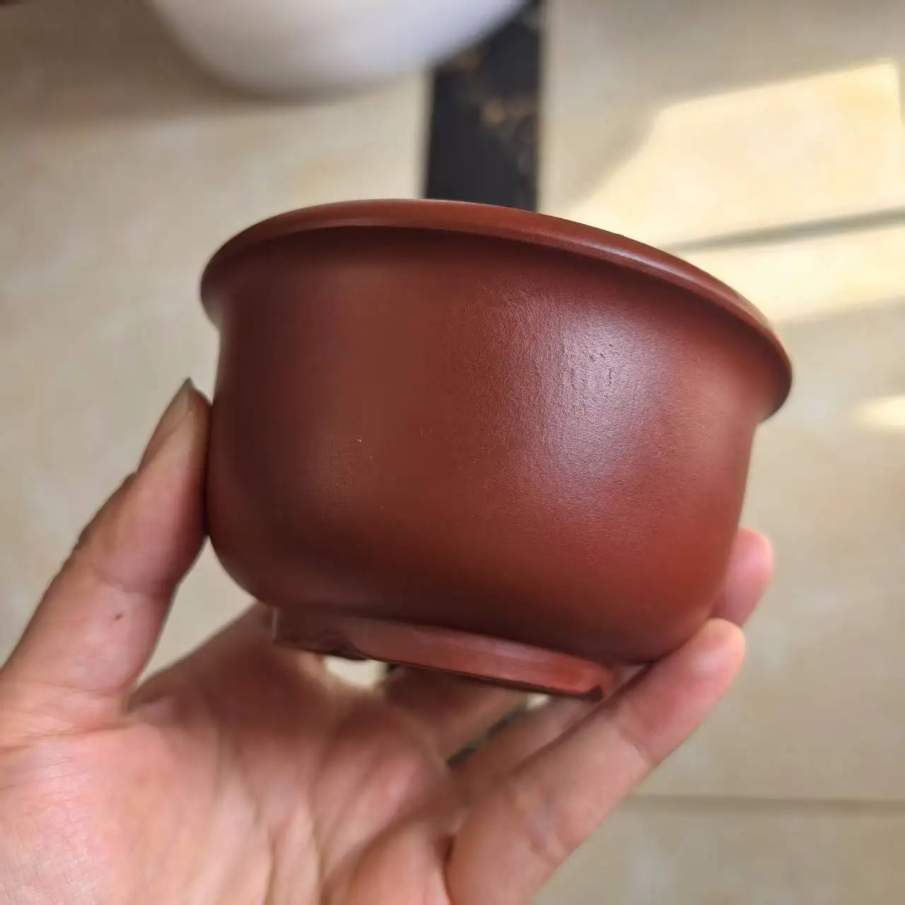 

Горшок для бонсай из красной глины Исин круглой формы