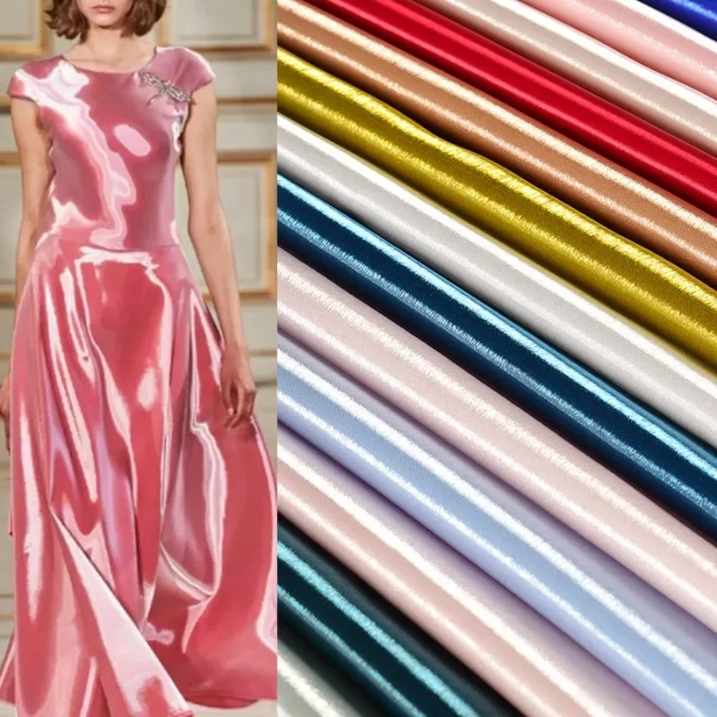 

3/5/10 Yards 100% Polyester Shiny Water Satin Clothing Fabrics Designer Fabric Dress Jacket Very Wide Black Pink Green Sweing