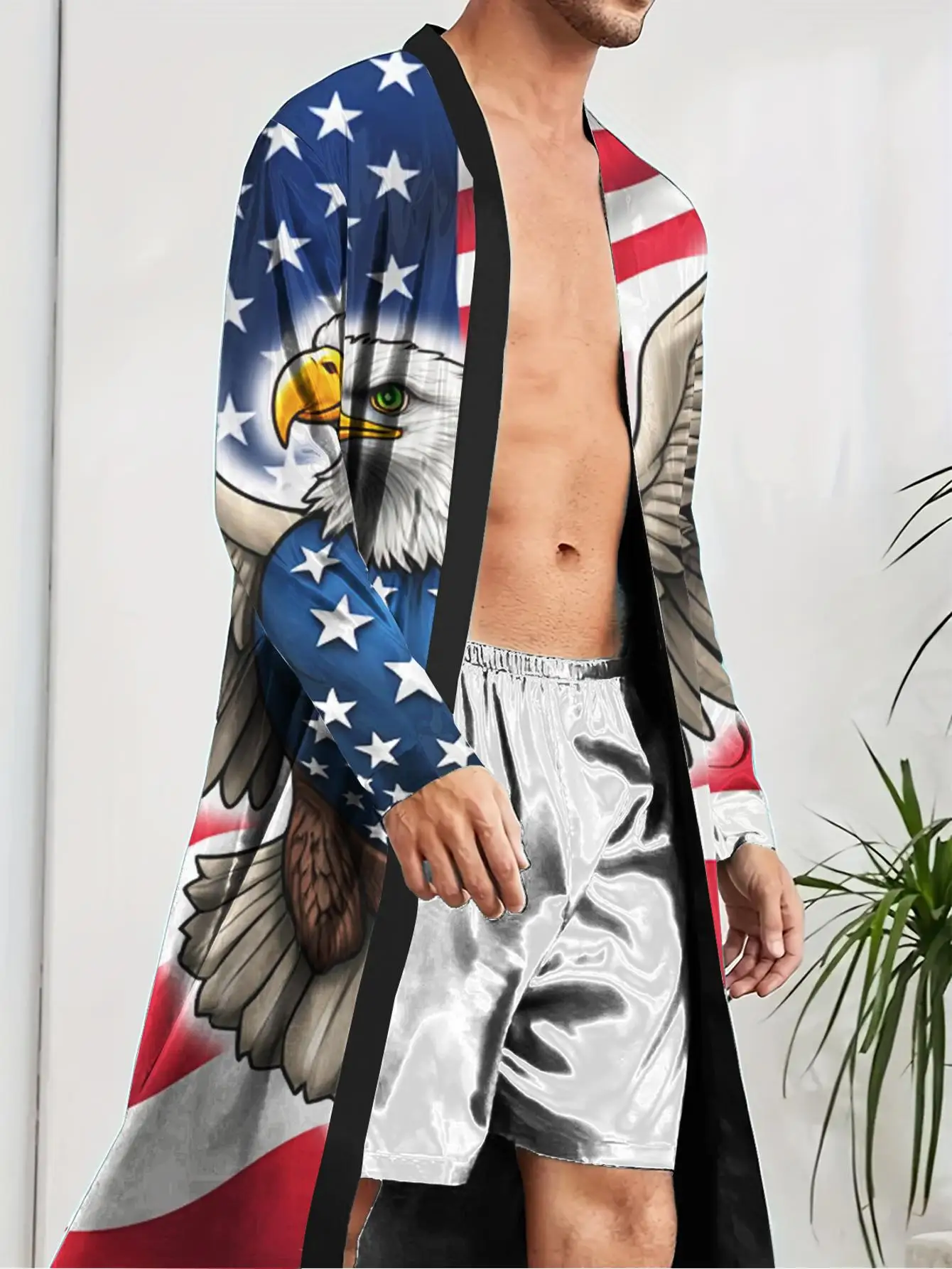 1pcs Men's Robes 2026 Spring/Summer Sleepwear 3D Printed Polyester nightie for men Men's bathrobe Graphic robe bath robe