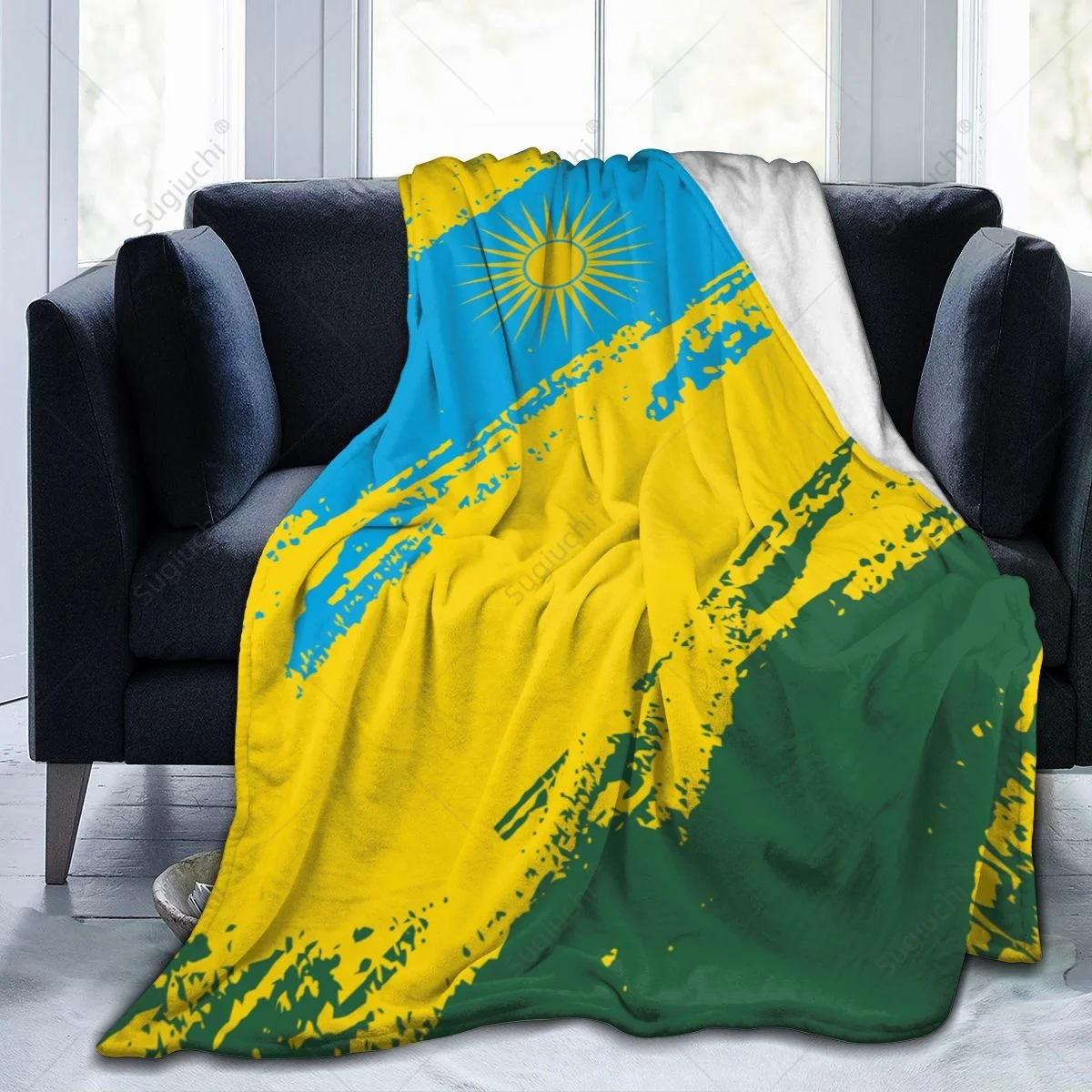 Blanket Rwanda Flag Color Flannel Multifunction Camping Sofa Cover Keep Warm