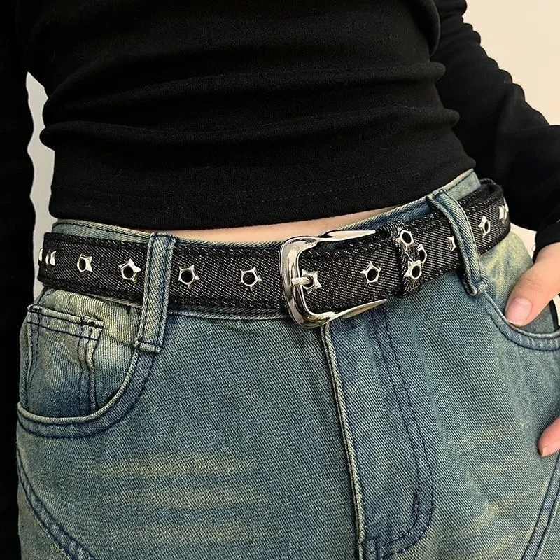 Hochwertiger Jeansgürtel für Damen, 2,6 cm breit, mit Dornschließe, strapazierfähig, verschleißfest, Taillengürtel für Jeans, Freizeitkleidung, Streetwear – Detail 10