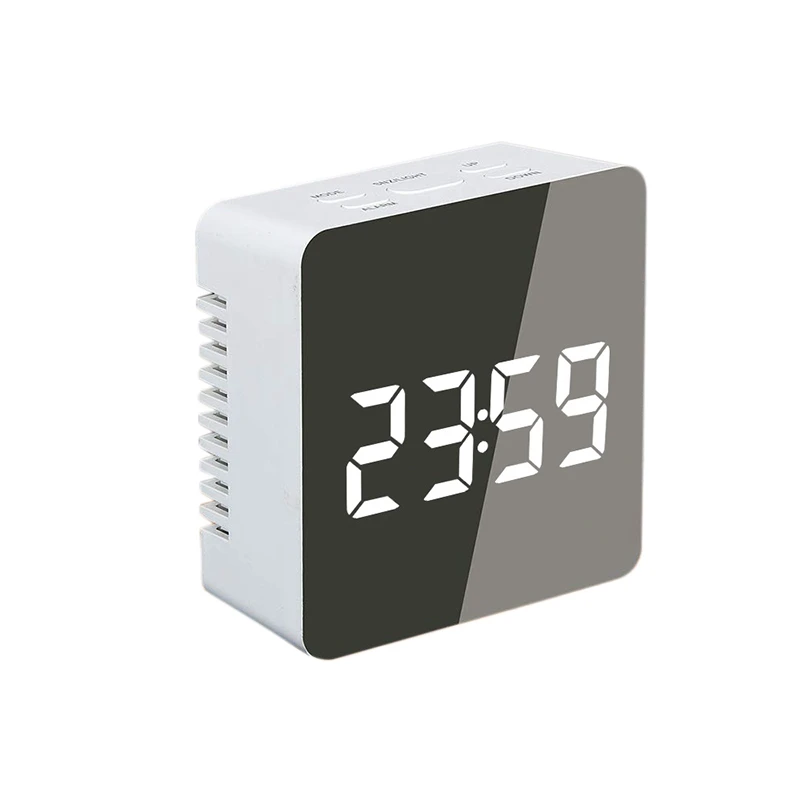 PWS Mirror Clock Alarm Clock Snooze LED Digital Table Clock Time Temperature Large Electronic Display Digital Desk Clock