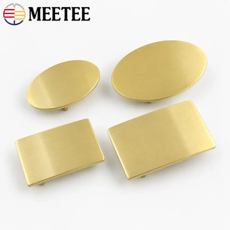 1 Stück 35/40mm Massiver Messing-Gürtelschnallen-Set mit Glatter Plattenkopf für Herren-Jeans, Lederhandwerk, DIY-Bekleidungszubehör