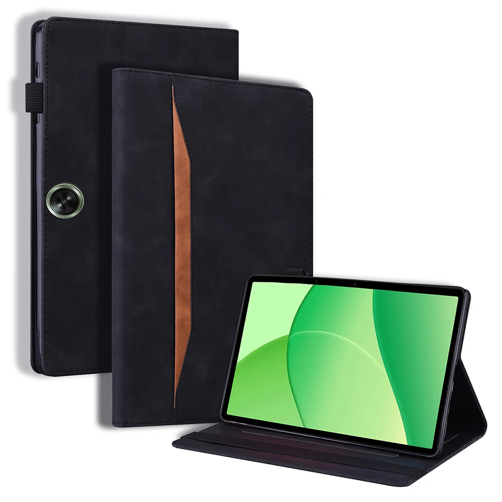 

Для Oppo Pad SE/OnePlus Pad Lite Чехол из искусственной кожи Защитный чехол для планшета Folio с держателем для карт - черный