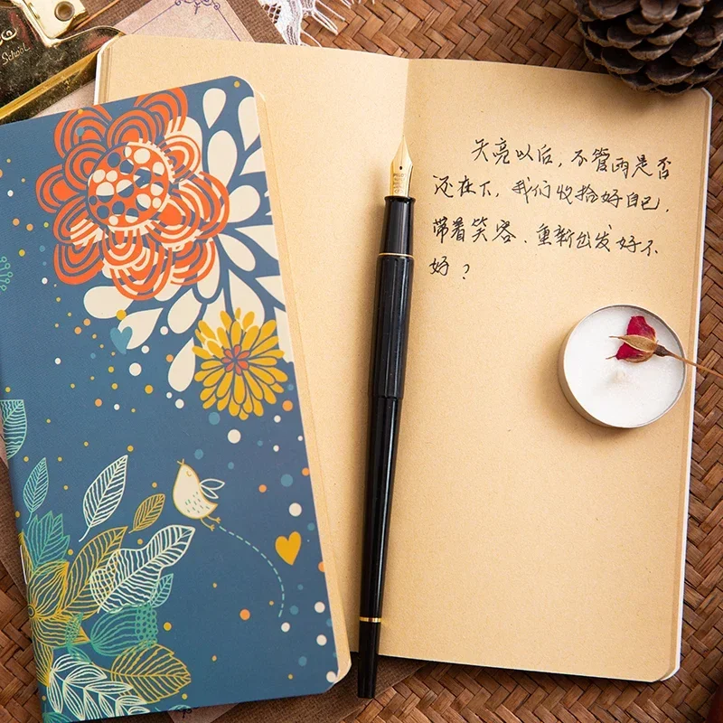 24 Sheets Korean Stationery Flowers and Birds Notebook Writing Diary Book Student Stationery School Office Supply muji planner