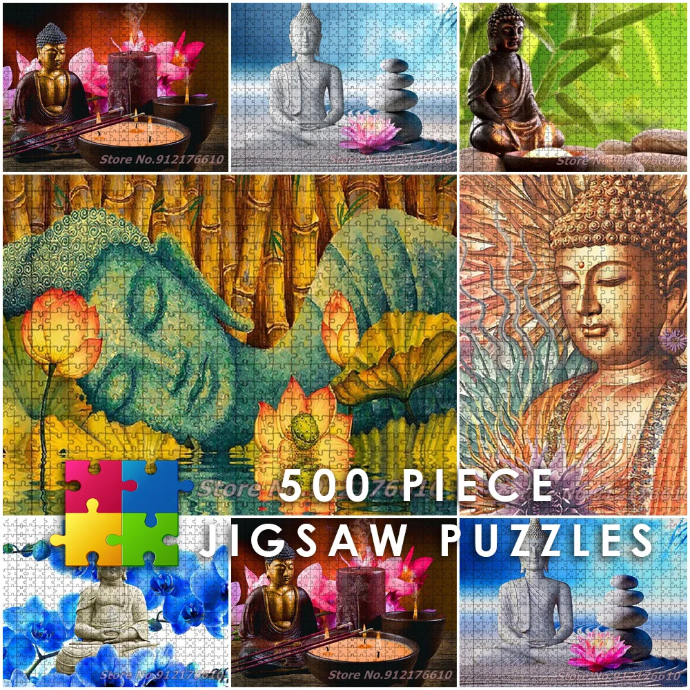 

Buddha 500 Piece Jigsaw Puzzles Religion Zen Art Buddha Statue Diy Creative Puzzle Paper Decompress Educational Toys Kids Gifts