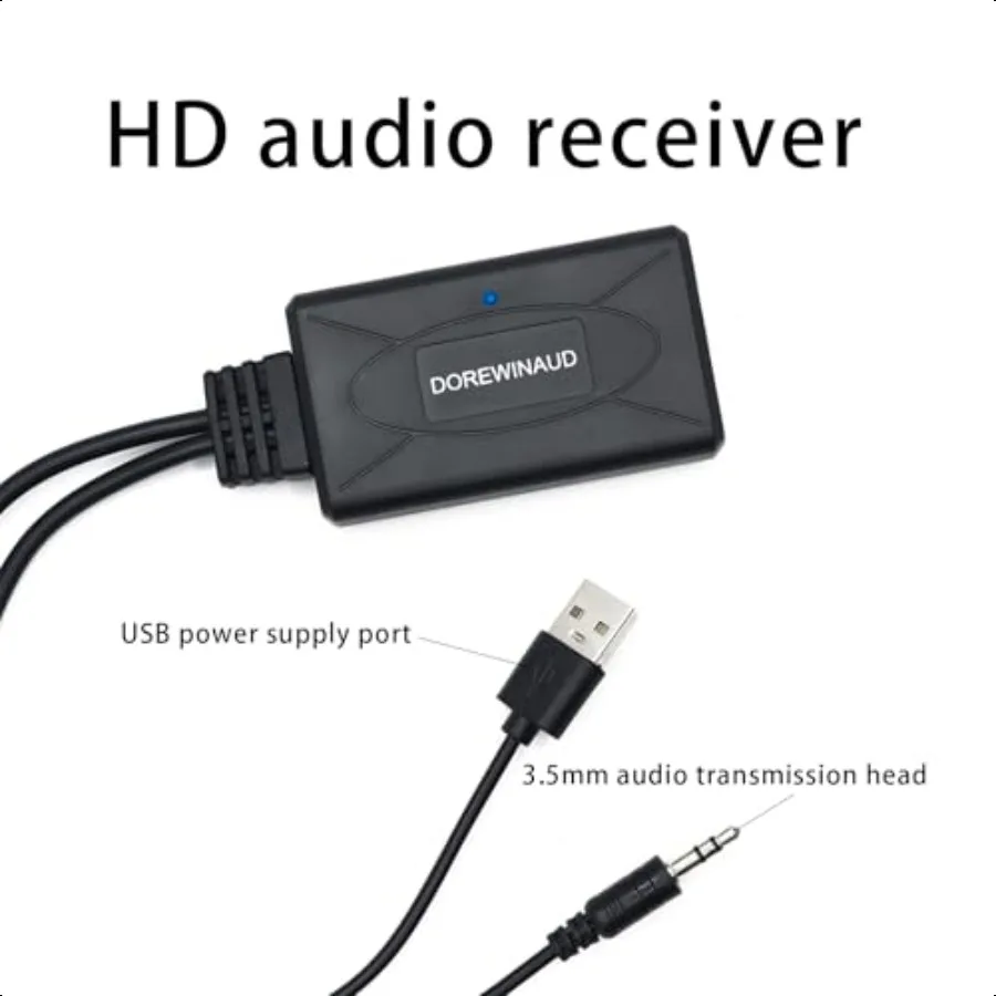 Adaptador auxiliar Bluetooth, receptor USB Bluetooth 5,0, adaptador de audio inalámbrico de 3,5mm para coche, PC, auriculares, altavoces, Streaming inalámbrico portátil