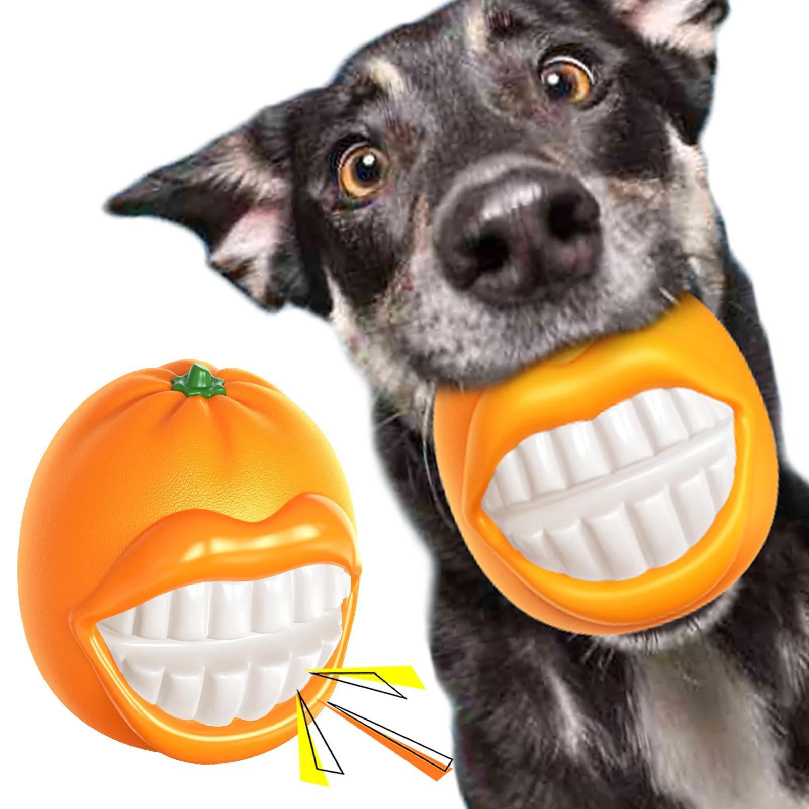 

Vocalizing teeth grinding ball dog toothbrush, strange barking orange dog toy