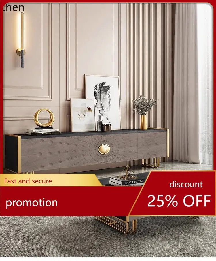 

YFY TV Cabinet and Coffee Table Set Modern Villa Living Room Floor Cabinet Bedroom Storage Side Cabinet