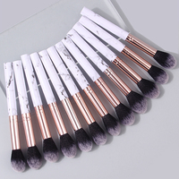 12PCS Super Practical marble makeup brush set: Soft bristle portable Flame High-gloss Brush+Blush Brush+facial contouring brush