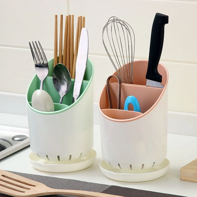 Storage Rack Chopsticks Cage Multi-Function Cutlery Storage Holder Plastic Rack Tableware Compartment Knife Kitchen Tool