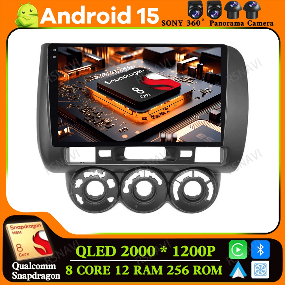 

Android 15 For Honda Fit Jazz City 2002 2003 2004 2005 2006 2007 5G WIFI BT Viedo Player Qualcomm Multimedia Head Unit DVD GPS
