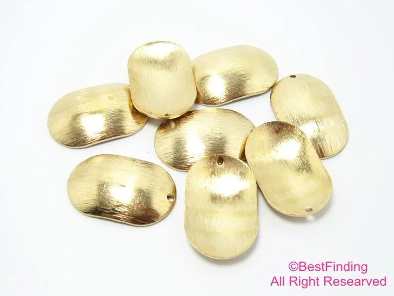 10pcs Arched Oval Brass Charms, Textured Earring Charms, 25x15mm, Brass findings, Earring Accessories, Jewelry making - R2163