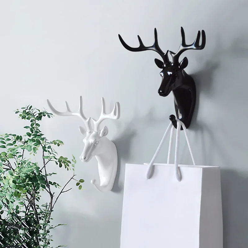 1PC Vintage Deer Antler Wall Hook Rustic Cast Iron Coat Hat Key Rack Farmhouse Entryway Organizer Wall Mounted Hanger
