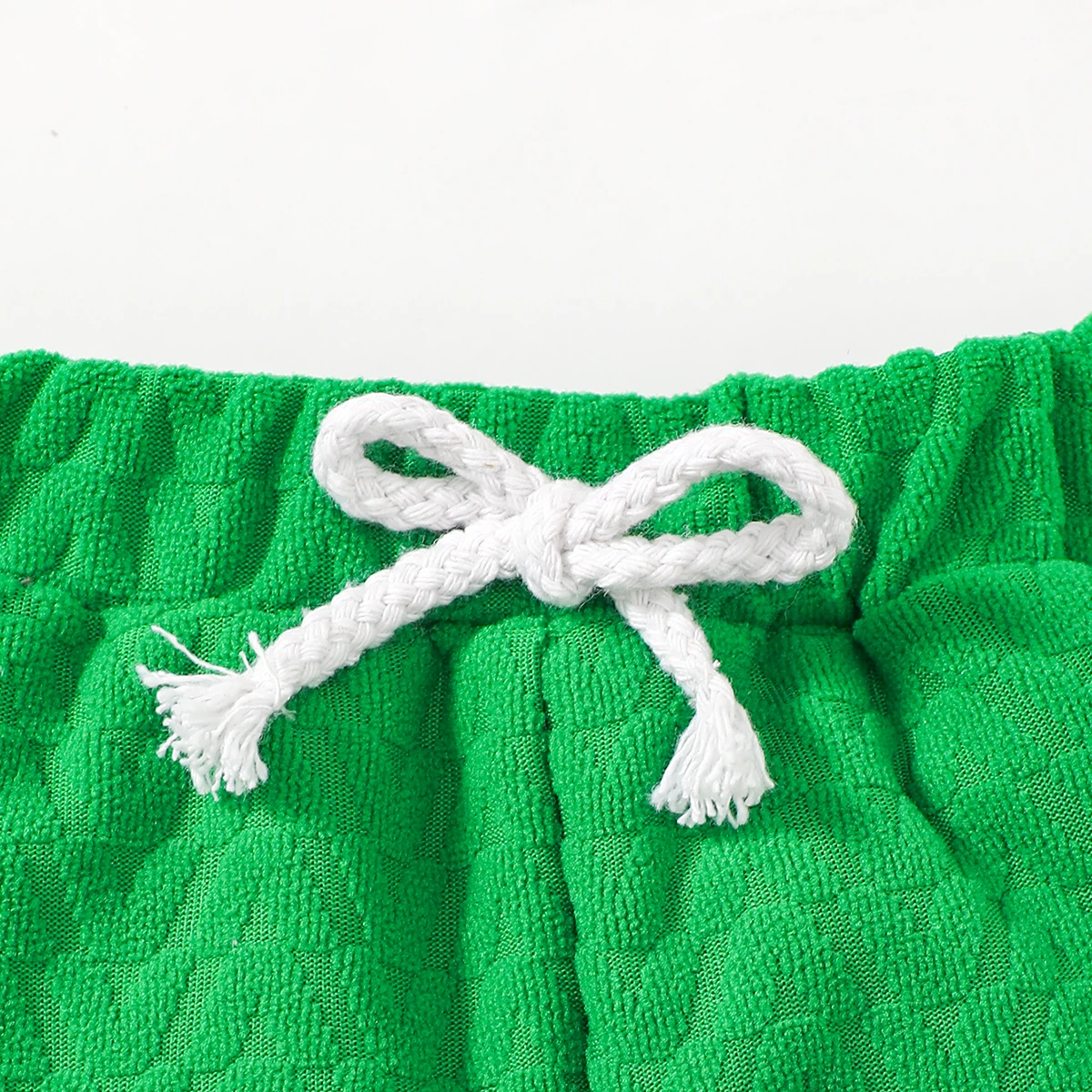 0-18 year old baby boy green diamond knitted towel cloth long sleeved drawstring romper pants set