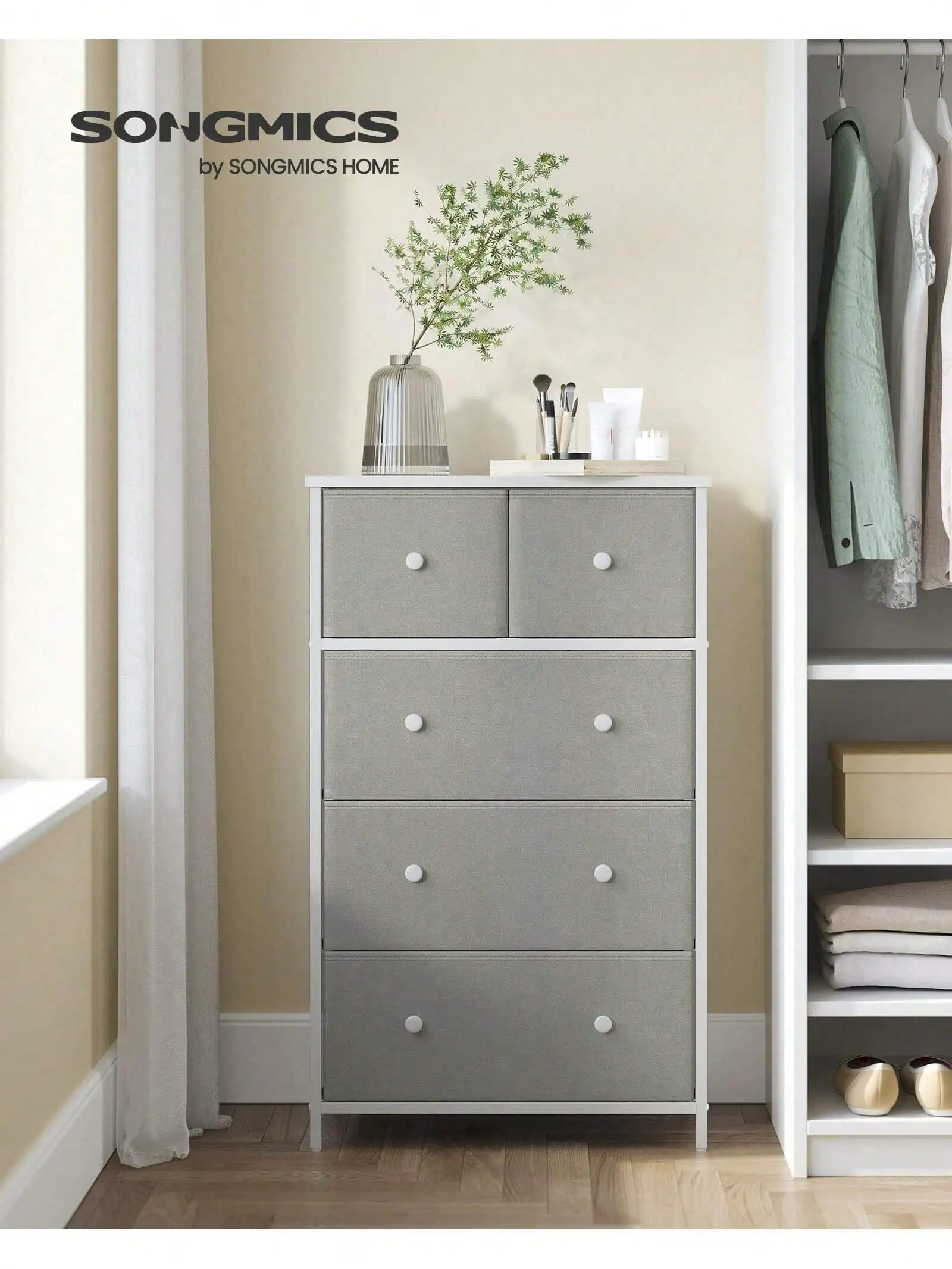 

SONGMICS Rawer, Storage Tower With 5 Fabric Drawers, Dresser Unit, For Living Room, Hallway, Nursery