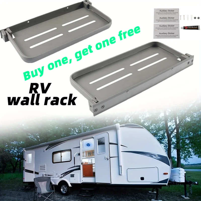

RV folding wall rack, van storage rack, drop-down tray aluminum folding shelf specially designed for RV and camper wall storage