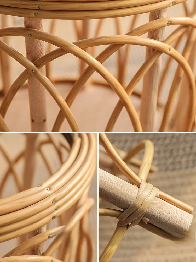 Pot Tanaman Berdiri dari Rotan Plastik Anyaman Sederhana Nordik, Keranjang Dekorasi Rumah Ruang Tamu, Ornamen Balkon Taman