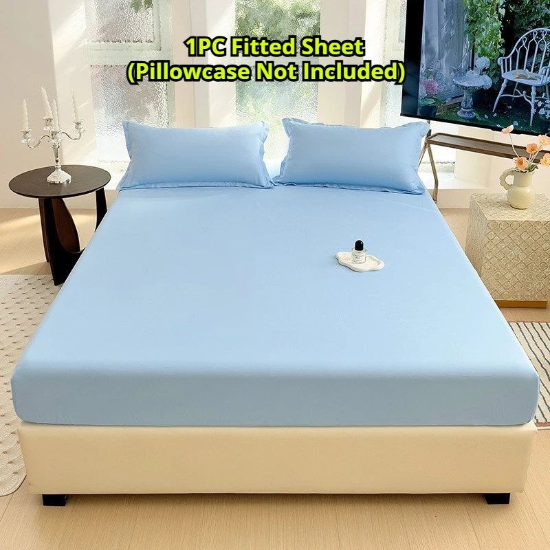 1PC Solid Color Fitted Sheet Soft Breathable Bed Mattress Cover with Elastic Band, 10+ Colors Available