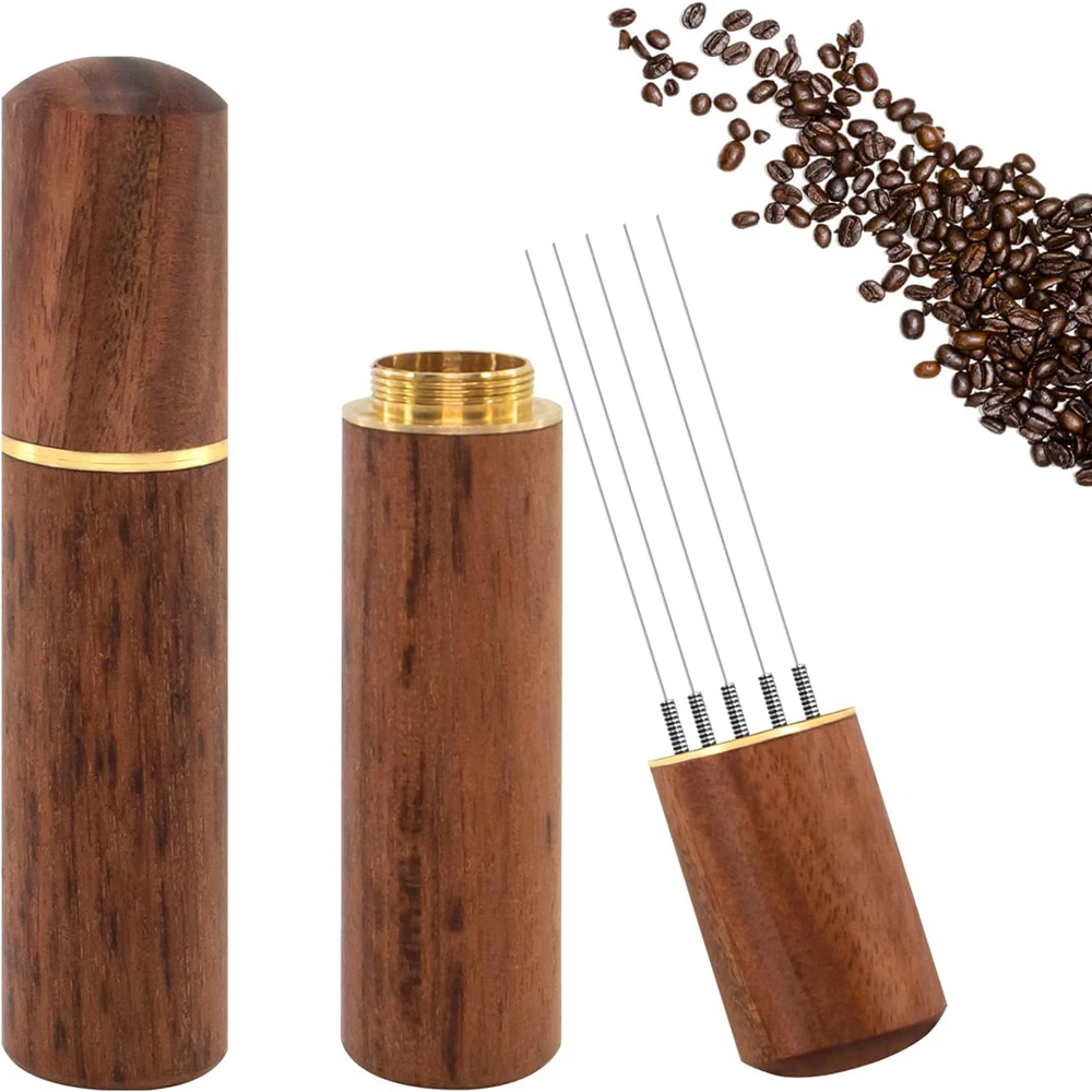 Needle Coffee Stirrer Espresso Distributor Stainless Steel Coffee Stirrer Tamper WDT Tool With Wood Handle Cafe Barista Supplies