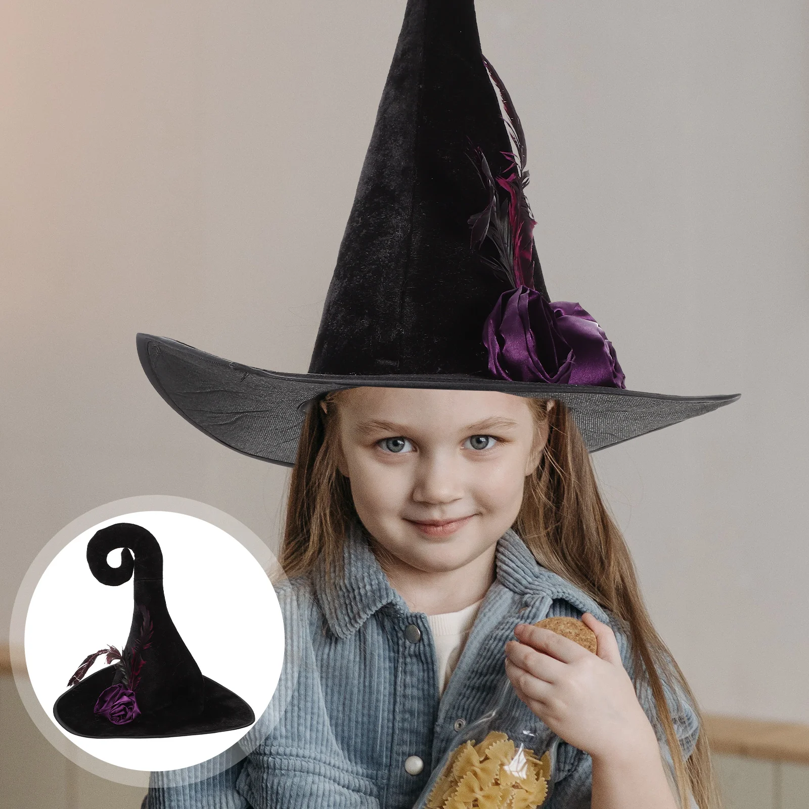 

Extra Large Witch Hat Angled Halloween Costumes Party Cosplay Portable Golden Velvet Man