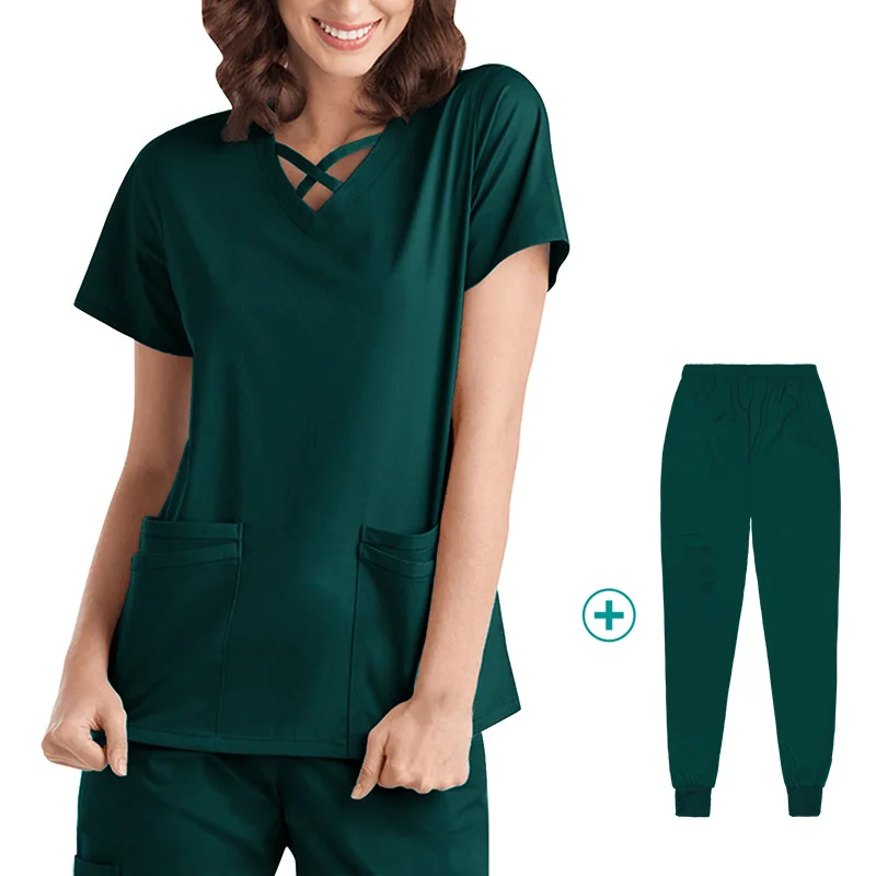 Accessori per infermiere Scrubs uniforme da infermiera per donna uniforme a maniche corte da medico elastico per abbigliamento medico/da laboratorio