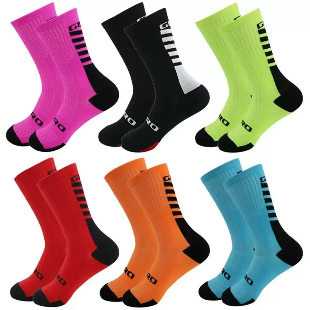 Radsocken für Herren und Damen, atmungsaktiv, rutschfest, Sportsocken, MTB, Rennrad, Laufen, Crew-Socken, 6 Farben
