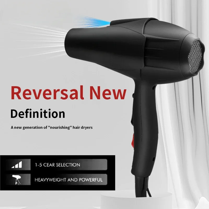 High Power Professional Hair Dryer with Nozzle Negative Ionic High Speed Blow Dryer Hair Styling Appliances Low Noise