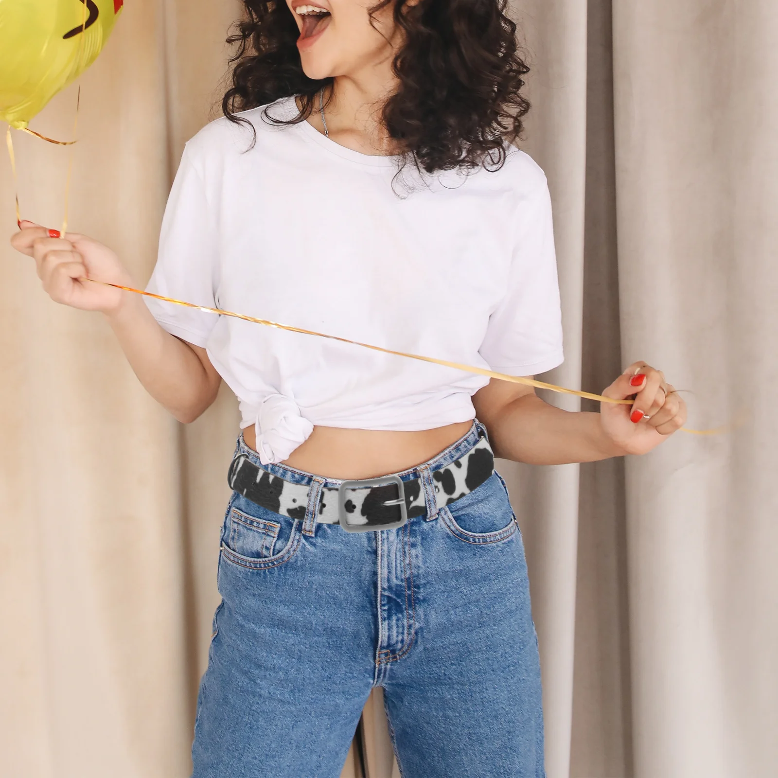 

Adjustable PU Belt Women Cows Pattern Girls Accessories Waistband Female Belts Child Fashion Dance