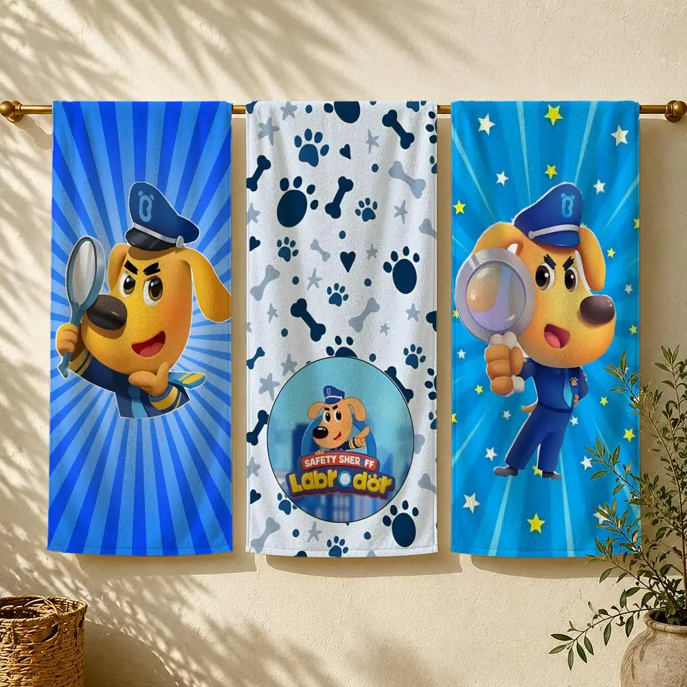 Cartoon Safety S-Sheriff Labrador Towel Towel beach towel, quick drying absorbent bath towel for Swim,Gym,Camping,Outdoor hot