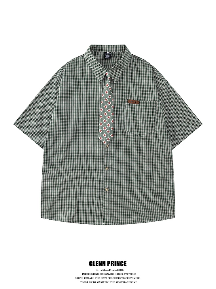 

Loose Cotton ort Sve Men's irt Casual Sle Summer New GPstudio Japanese College Sle f Sve Pure Cotton irt