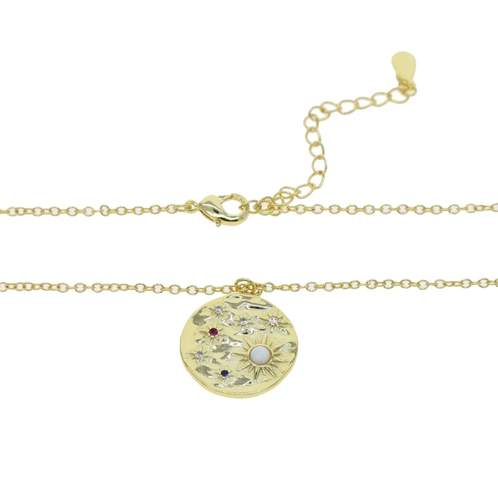 جديد هندسية جولة عملة قلادة مطروق قطعة أوبال تشيكوسلوفاكيا الشمال دلاية شكل نجمة سحر قلادة مجوهرات هدية الكريسماس لصديقة #2