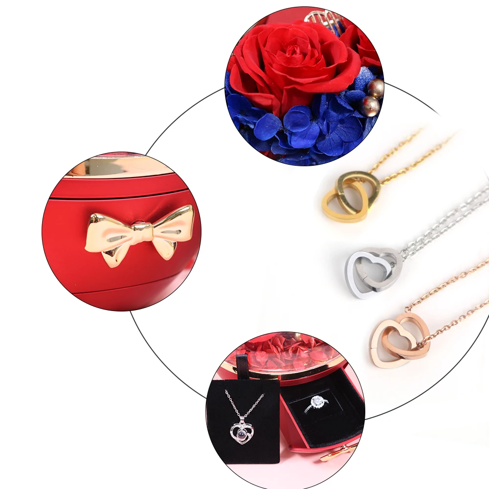 Romantic heart-shaped jewelry box and stylish necklace, the perfect gift for her on Valentine's Day, Mother's Day, or birthdays