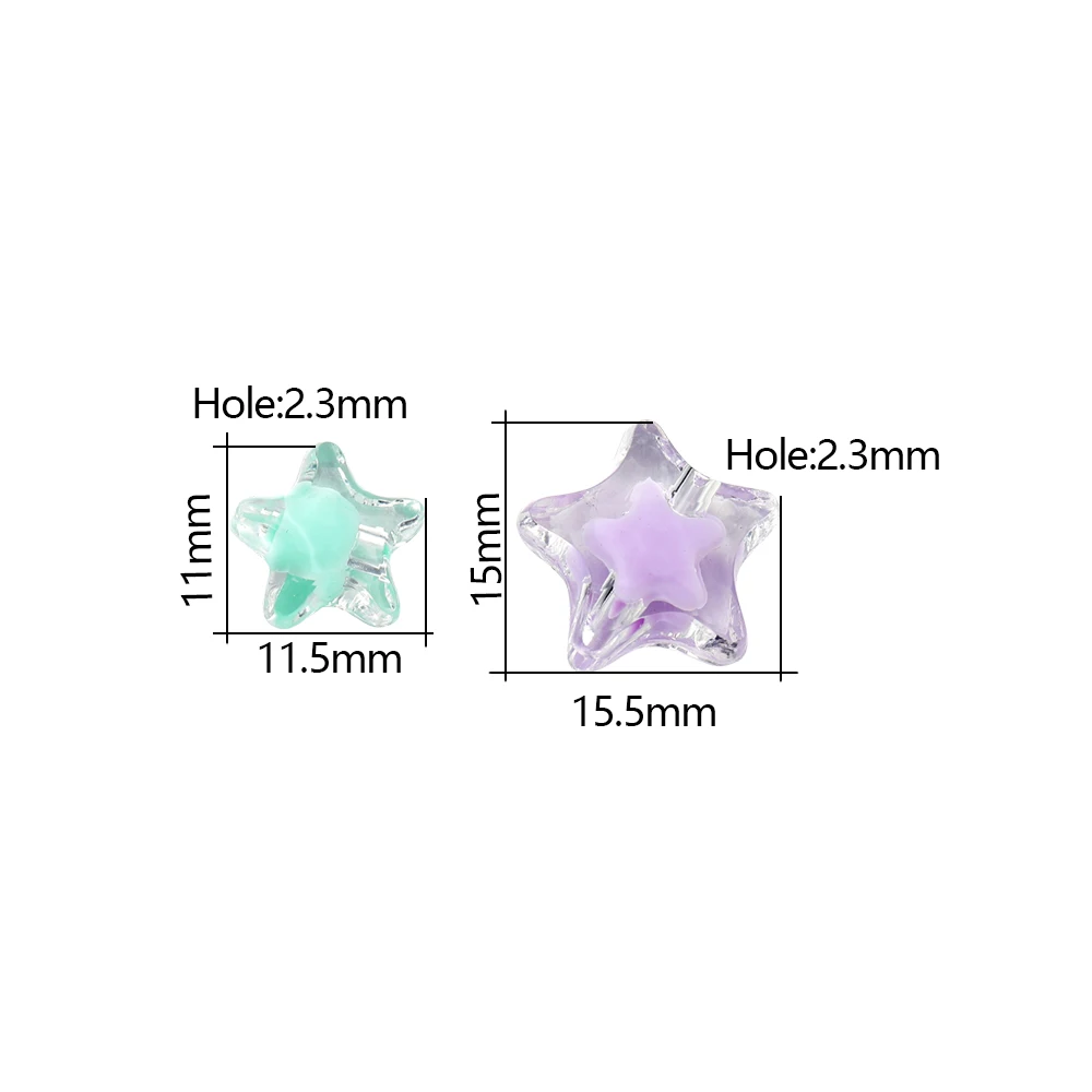 20 teile/los fünfzackige Stern transparente Farbe klar Acryl Spacer lose Perlen für Schmuck machen DIY Armband Zubehör – Detail 2