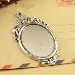 REGELIN Antique Bronze Pendant Settings Cabochons Bases Bezel Trays 10pcs/lot Fit 18x25mm Cabochon Cameo DIY Necklace Handmade