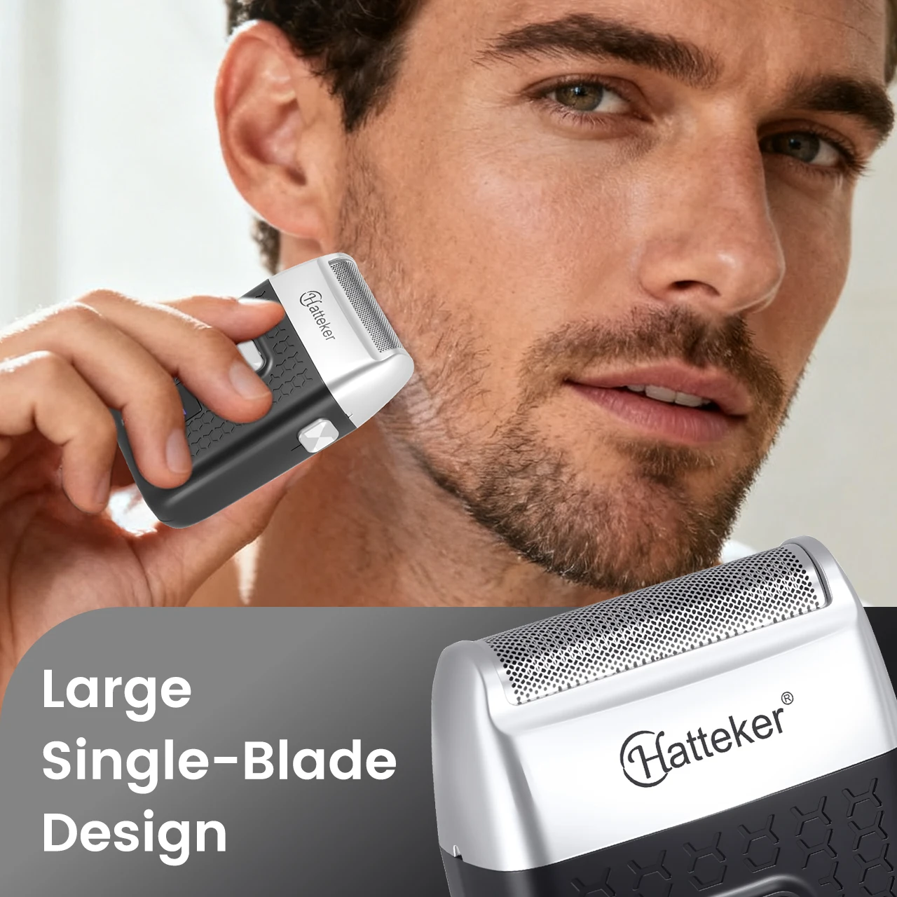 Hatteker Smart Digital Display Mini Electric Shaver for Travel Reversible Single-Head Men's Whiteness Enhancer Trimmer