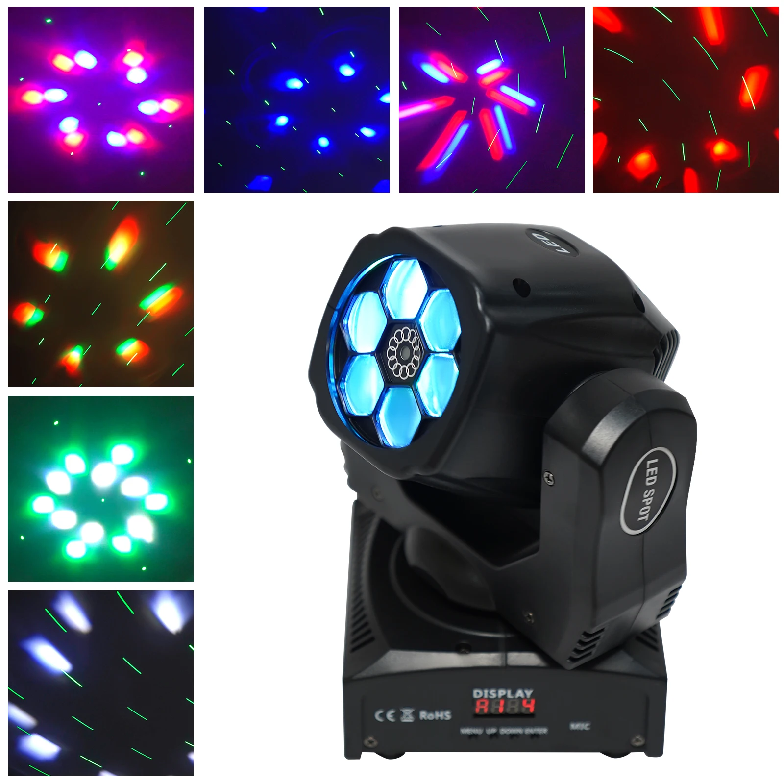 540°Horizontal 180°Vertical Rotating Moving Head Light RGBW Bee Eye Stage Light DMX512 Sound Activated Disco Party Light for KTV Bar Wedding Club Halloween Christmas
